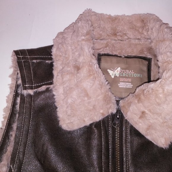 Natural Reflections Vest Womens Medium Brown‎ Suede Fur Lining Ranch Western Zip - Picture 6 of 13